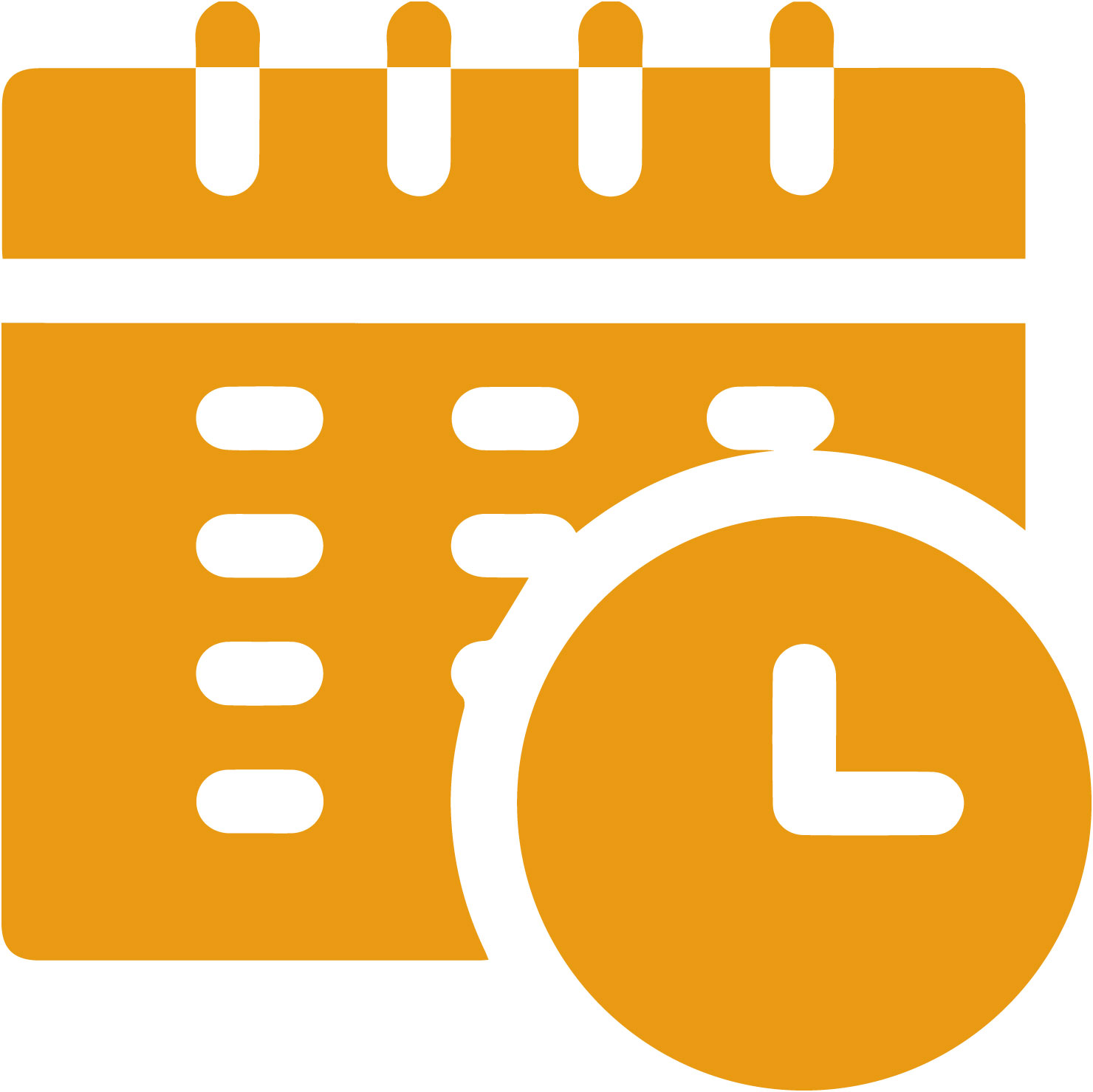 The image shows a calendar icon with a clock next to it, indicating an event scheduled for a specific time.